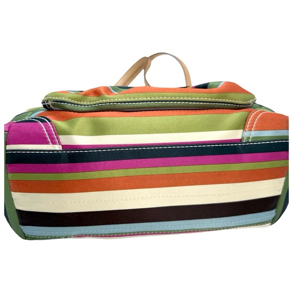 Coach Legacy Multicolor Turnlock Satin Stripe Leah Tote + Wristlet - Picture 10 of 13